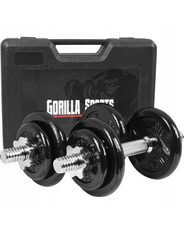 Reguliuojami „Gorilla Sports“ 2x 10 kg hanteliai