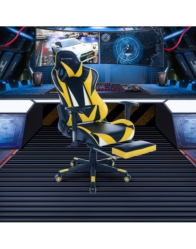 "BlitzWolf" geltona/juoda žaidimų kėdė