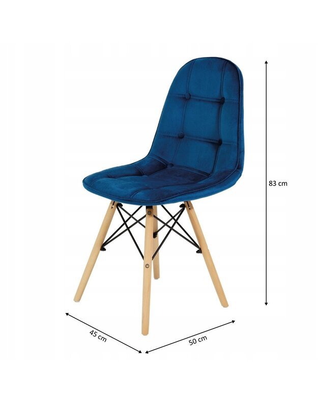 Baltas 80 cm stalas + 4 mėlynos kėdės