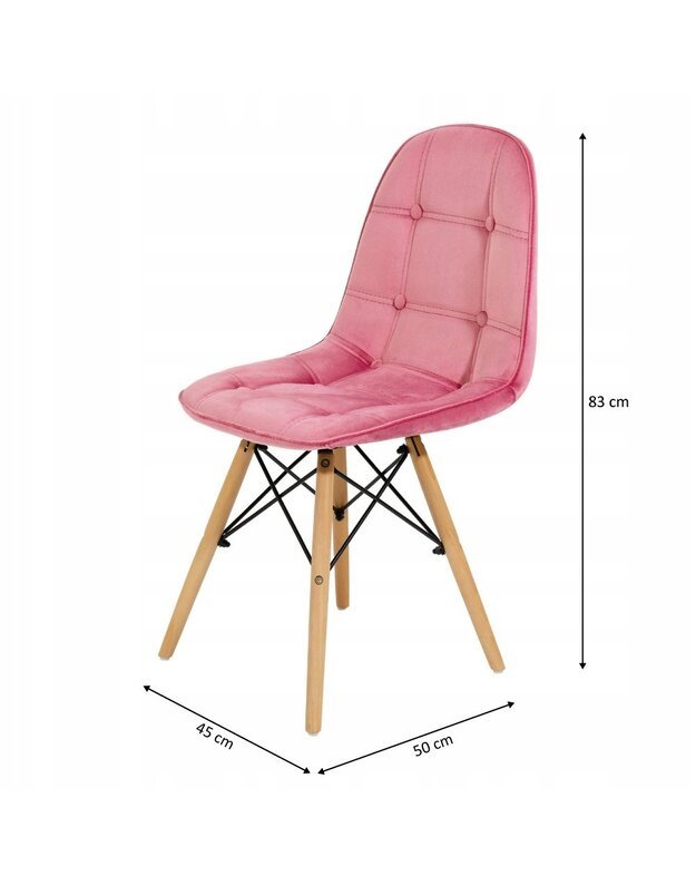 Baltas 80 cm stalas + 4 rožinės kėdės