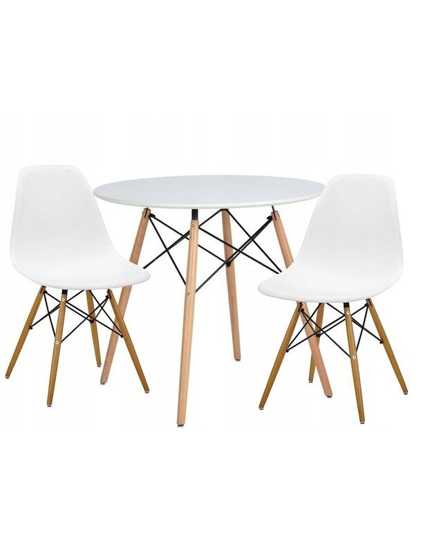 „Muf-Art“ stalas ir dvi kėdės baltos spalvos