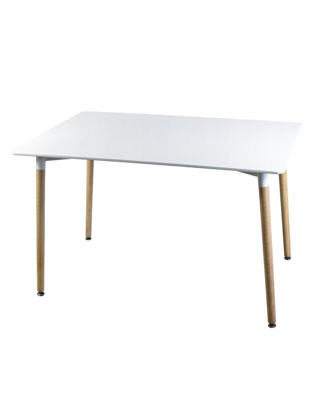 Baltas stalas + 4 pilkos kėdės 