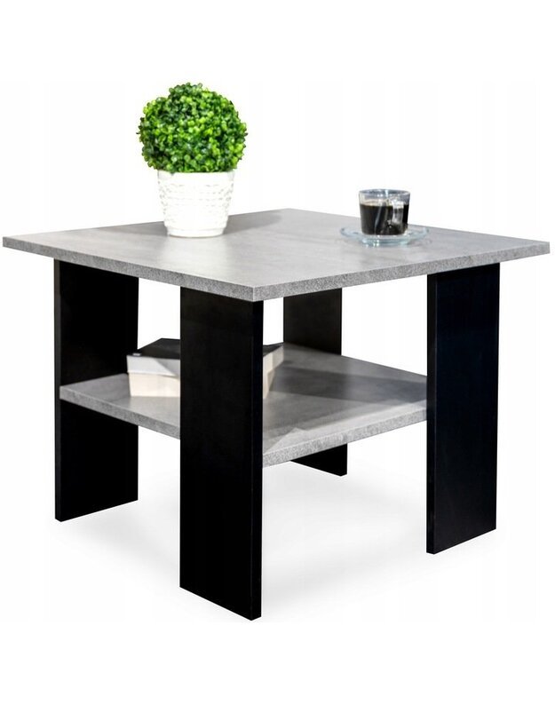 "Pitus" juodas + pilkas kavos staliukas 60x60x45 cm