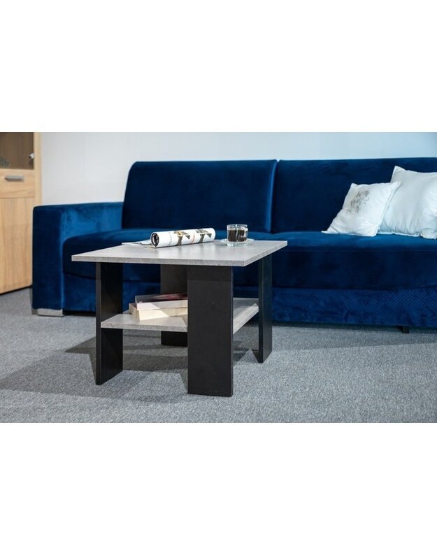 "Pitus" juodas + pilkas kavos staliukas 60x60x45 cm