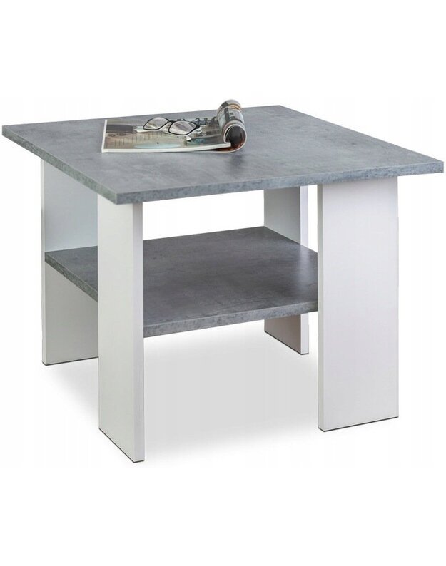 "Pitus" baltas + pilkas kavos staliukas 60x60x45 cm