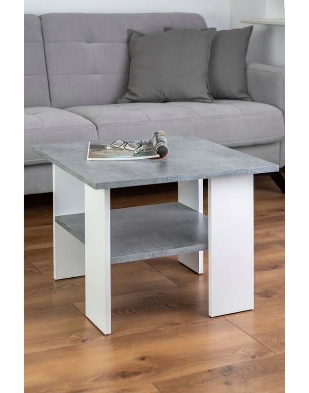 "Pitus" baltas + pilkas kavos staliukas 60x60x45 cm