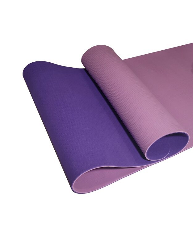 Gimnastikos/jogos kilimėlis TPE dvipusis KP-189 Violetinis/šviesiai violetinis