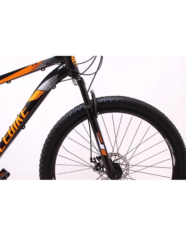 Nicebike C6 juodas/oranžinis kalnų dviratis 18 colių
