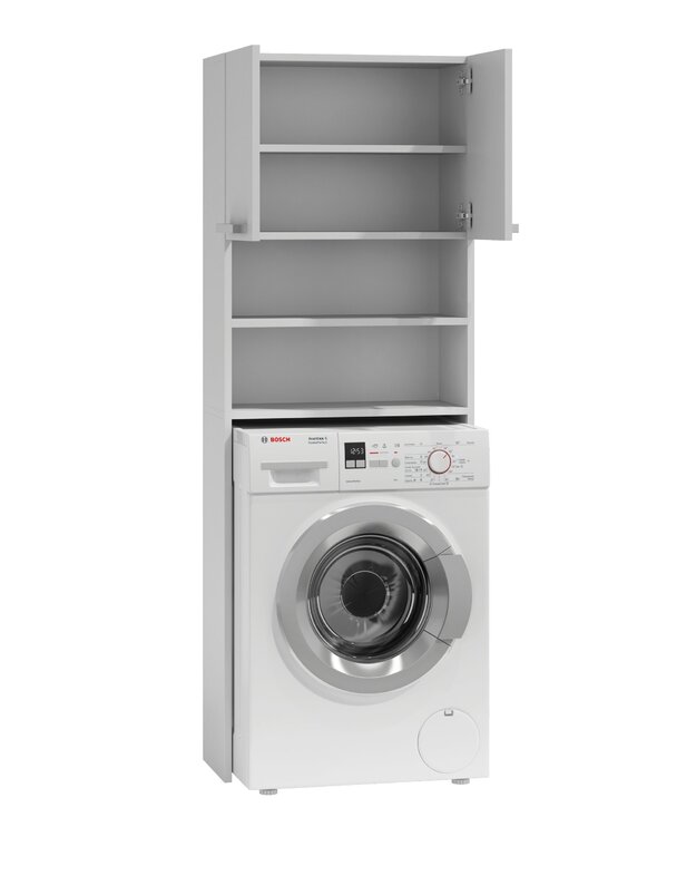 Balta vonios spintelė virš skalbimo mašinos 64 x 30 x 183 cm