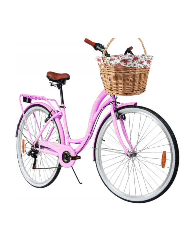 MalTrack Dreamer rožinis miesto dviratis su krepšiu 18 colių