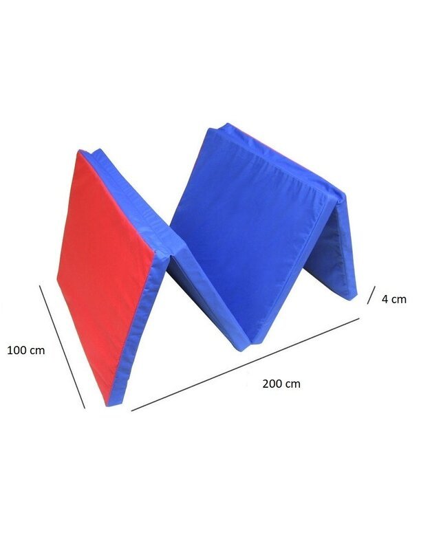Sulankstomas gimnastikos čiužinys SANRO 200x100x4cm, mėlyna-raudona