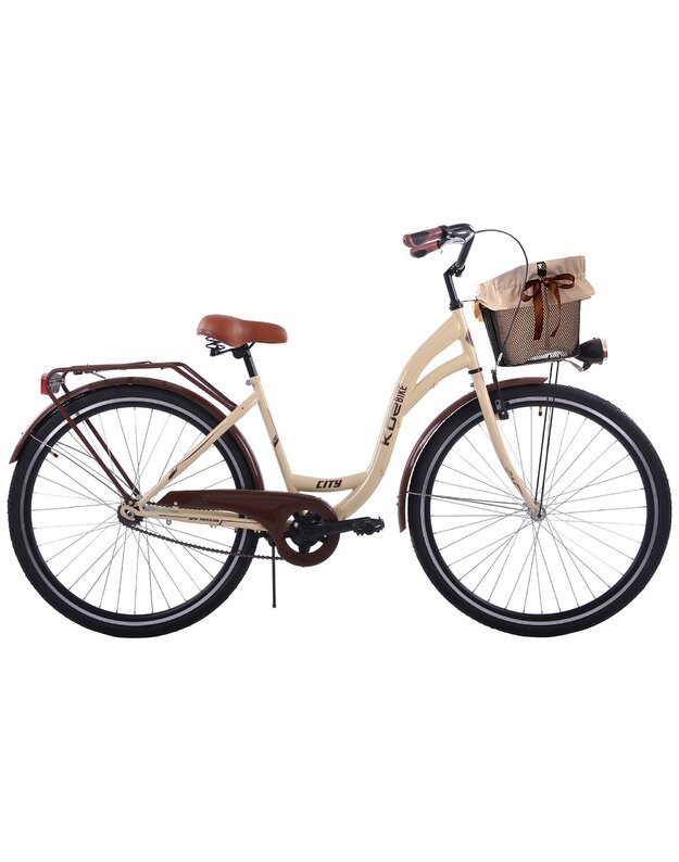 Moteriškas miesto dviratis „Kozbike 28“ kreminė spalva