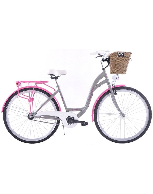(K9) Moteriškas miesto dviratis Kozbike 28 S1 grafitas rožinis