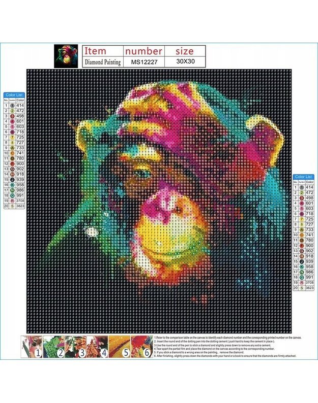 Deimantinė mozaika 5D Beždžionė