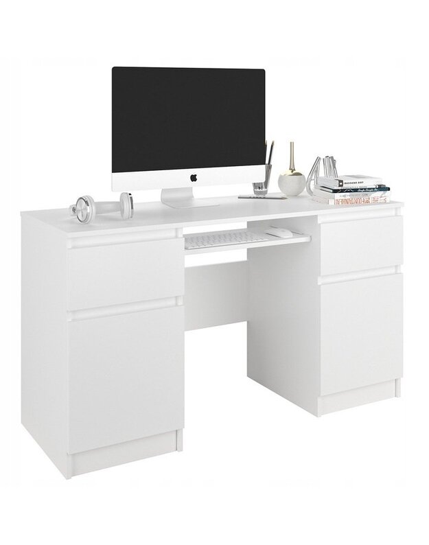 Kompiuterio stalas baltas 76x50x135 cm