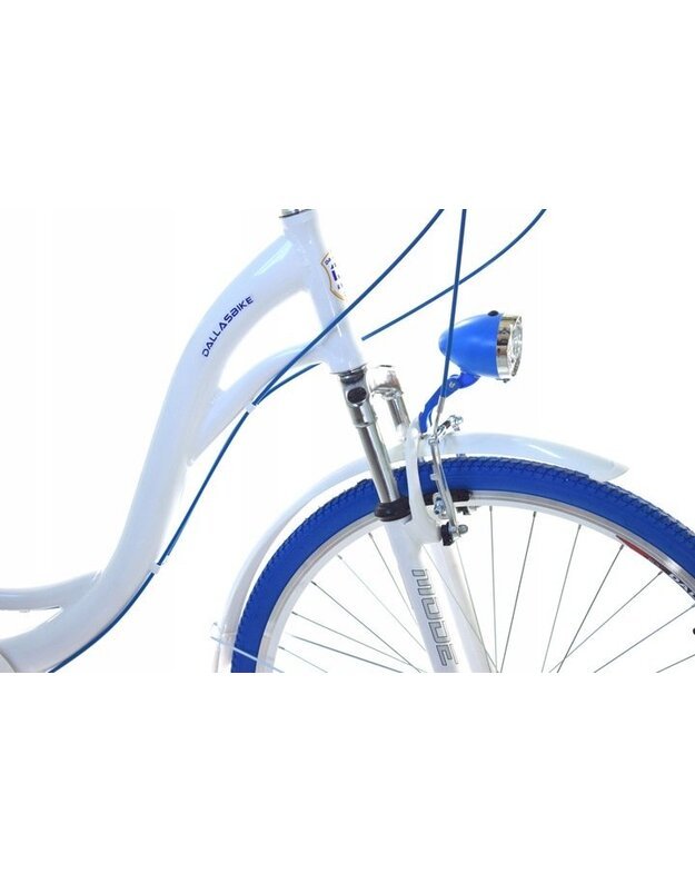 Dallas baltas/mėlynas miesto dviratis 19 colių