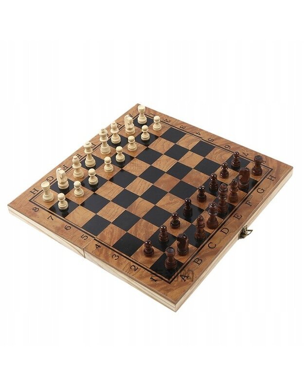 Klasikiniai mediniai šachmatai 34x34 cm 2in1