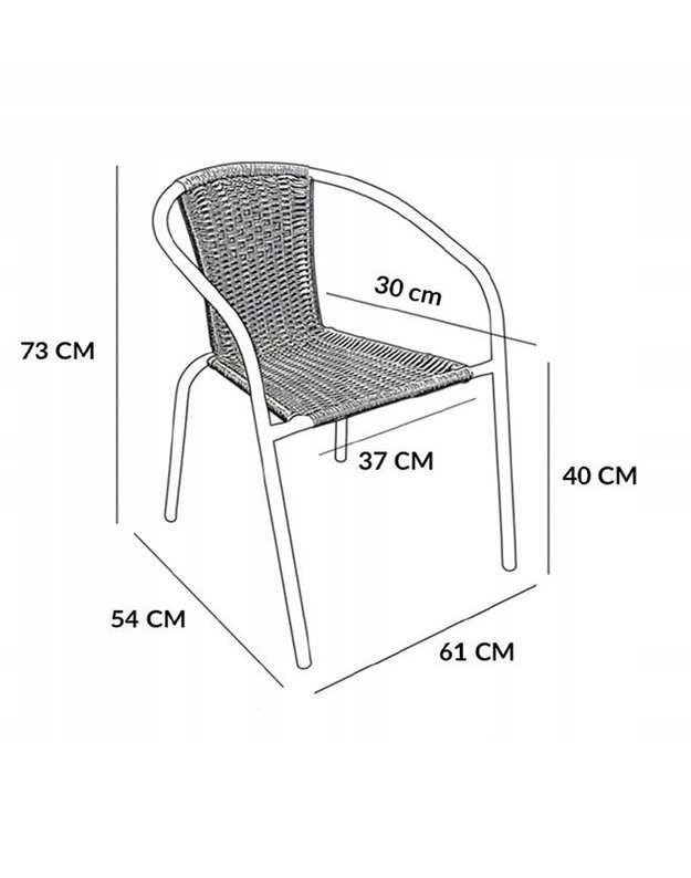 Stiklinis lauko staliukas + 4 pilkos kėdės